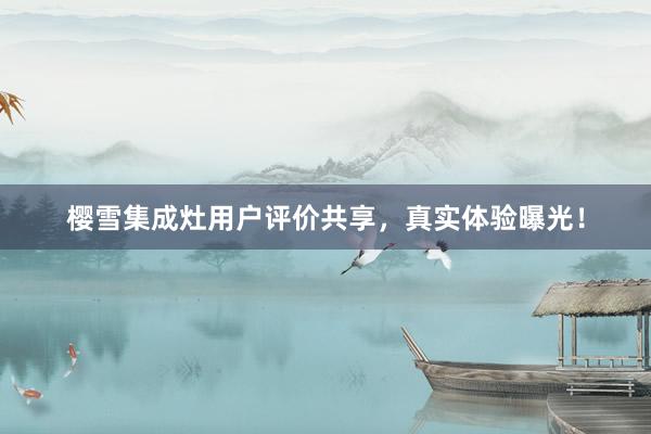 樱雪集成灶用户评价共享，真实体验曝光！